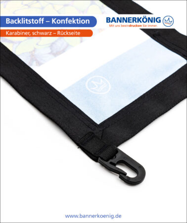 Backlitstoff – Konfektion Karabiner, schwarz, Rückseite