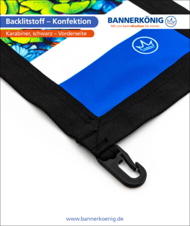 Backlitstoff – Konfektion Karabiner, schwarz, Vorderseite