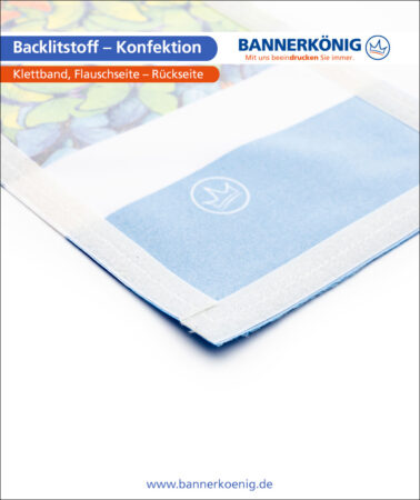 Backlitstoff – Konfektion Klettband, Flauschseite, Rückseite