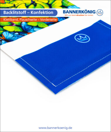 Backlitstoff – Konfektion Klettband, Flauschseite, Vorderseite