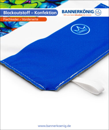 Blockoutstoff – Konfektion Flachkeder, Vorderseite