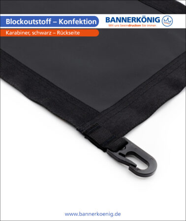 Blockoutstoff – Konfektion Karabiner, schwarz, Rückseite