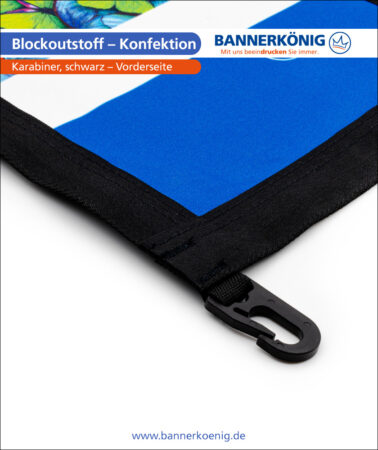 Blockoutstoff – Konfektion Karabiner, schwarz, Vorderseite