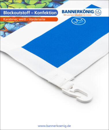 Blockoutstoff – Konfektion Karabiner, weiß, Vorderseite