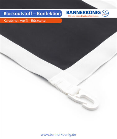 Blockoutstoff – Konfektion Karabiner, weiß, Rückseite