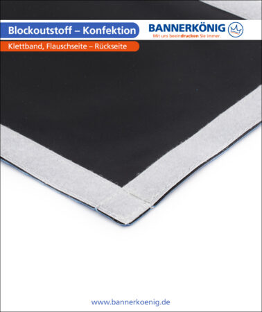 Blockoutstoff – Konfektion Klettband, Flauschseite, Rückseite
