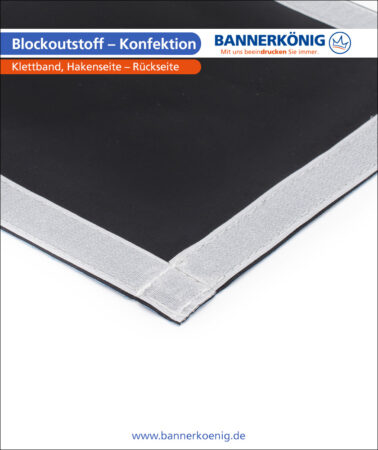 Blockoutstoff – Konfektion Klettband, Hakenseite, Rückseite