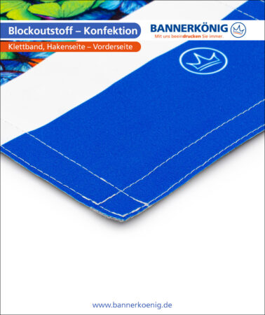 Blockoutstoff – Konfektion Klettband, Hakenseite, Vorderseite