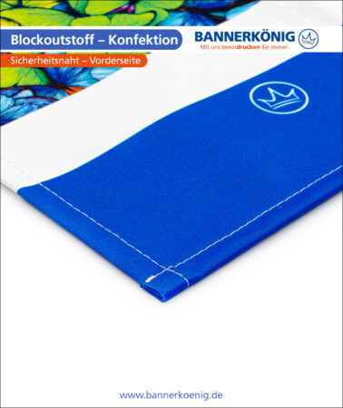 Blockoutstoff – Konfektion Sicherheitsnaht, Vorderseite