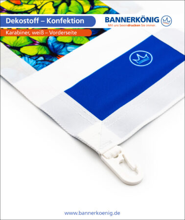 Dekostoff – Konfektion Karabiner, weiß, Vorderseite