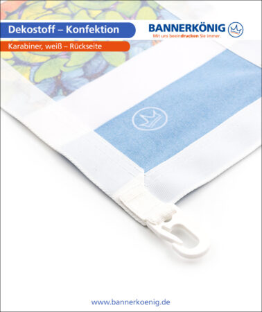 Dekostoff – Konfektion Karabiner, weiß, Rückseite