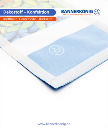 Dekostoff – Konfektion Klettband, Flauschseite, Rückseite