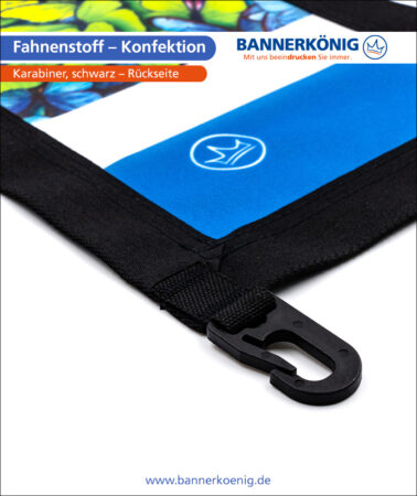 Fahnenstoff – Konfektion Karabiner, schwarz, Rückseite