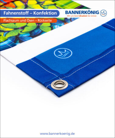 Fahnenstoff – Konfektion Ösen, Rückseite
